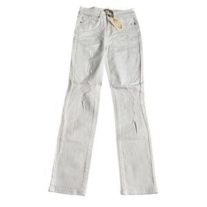 Joyfolie Clancy White Distressed Skinny Fit Jeans By Mia Joy Size 24 new